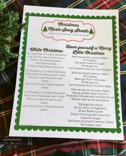 Christmas Lyric Sheets Printable