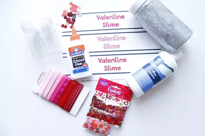 valentines day clear gliiter slime