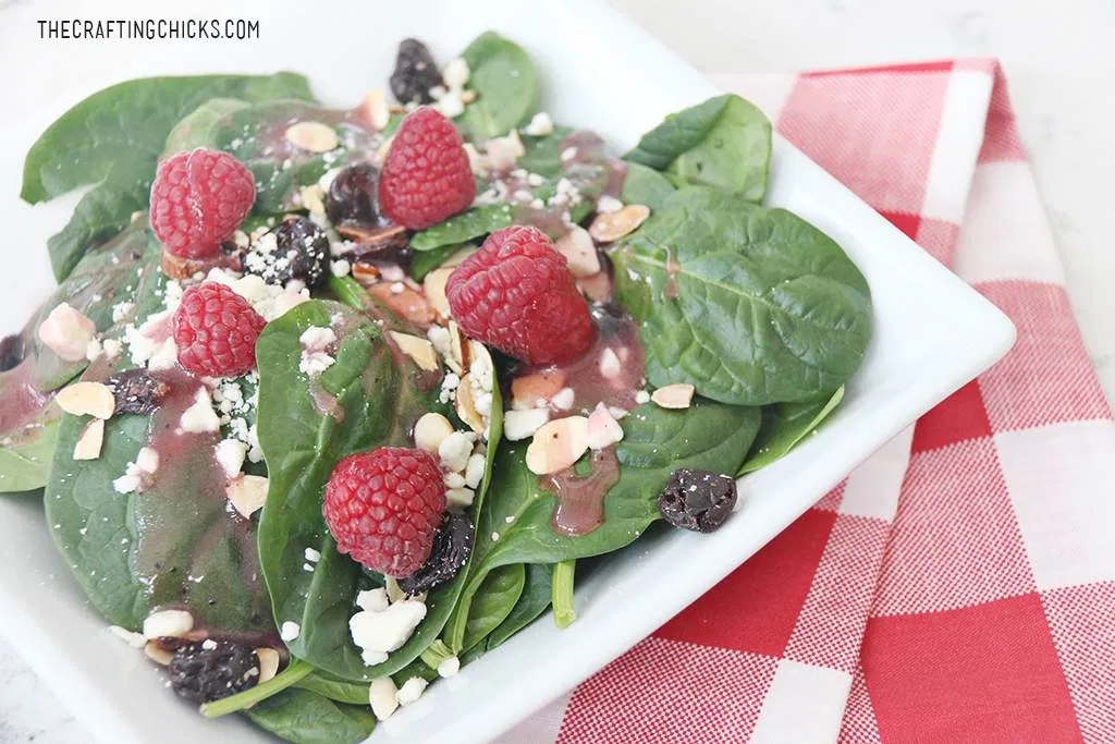 Raspberry Spinach Salad with Raspberry Vinaigrette - The Crafting Chicks